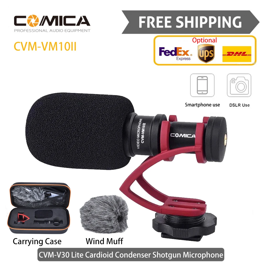 

Comica CVM-VM10II Recording Microphone Condenser DSLR Camera Smartphone Noise Reduction Studio Mic for Vlog Video Live Interview