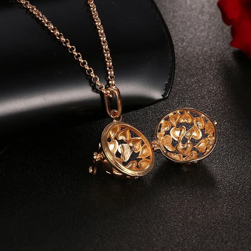 New Mexico Chime Music Angel Ball Caller Locket Necklace Vintage Pregnancy Necklace Aroma Essential Oil Diffuser Pendant Jewelry