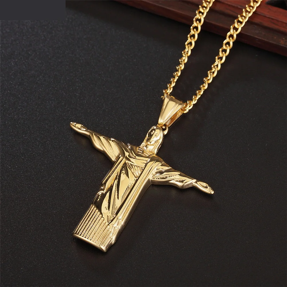 كريستيان يسوع التيتانيوم الصلب قلادة قلادة الكاثوليكية
