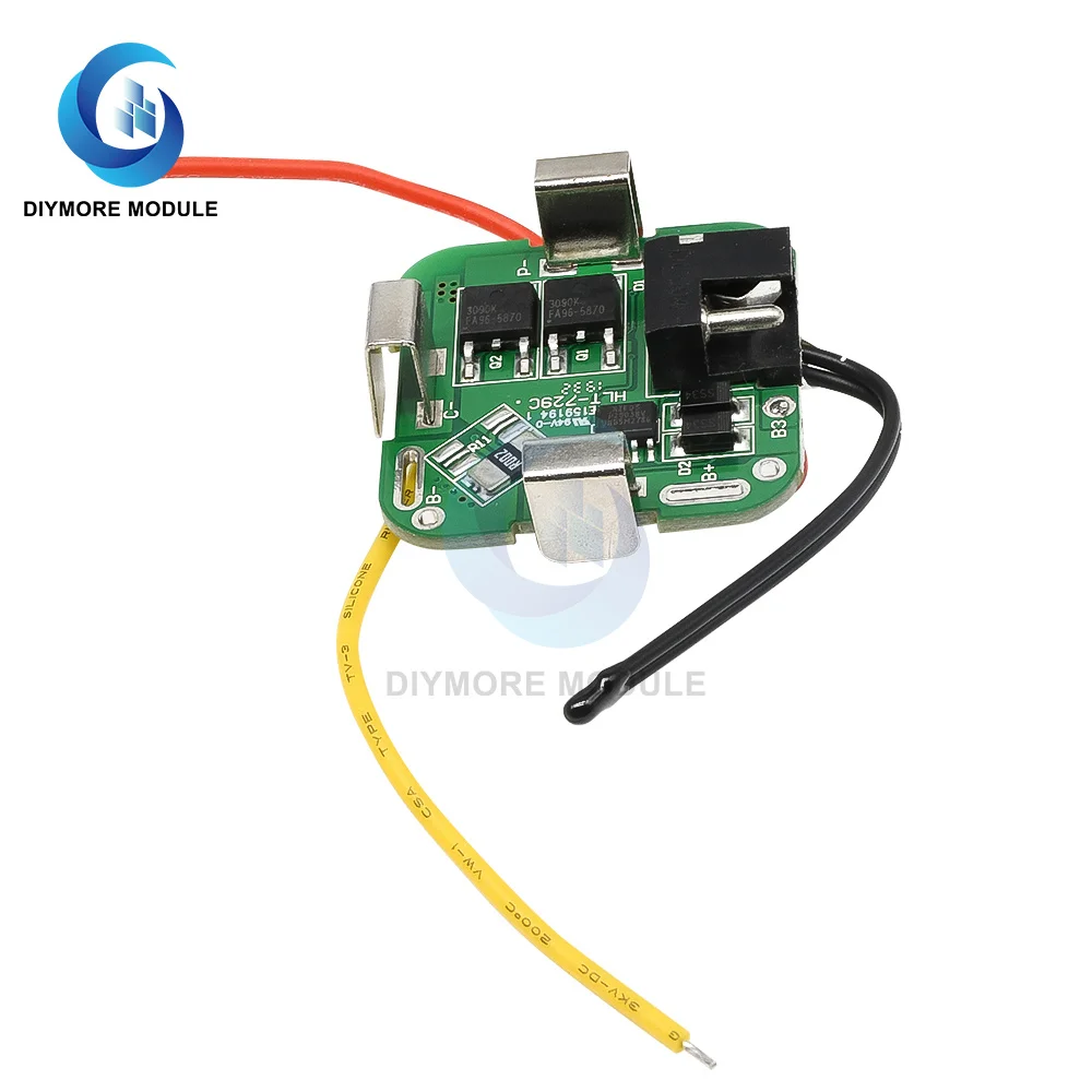 BMS 4S 14.8V 2MOS 18650 Lithium Battery Charging Protection Board DC Plug In with Cable For Power Bank/Electric Tools