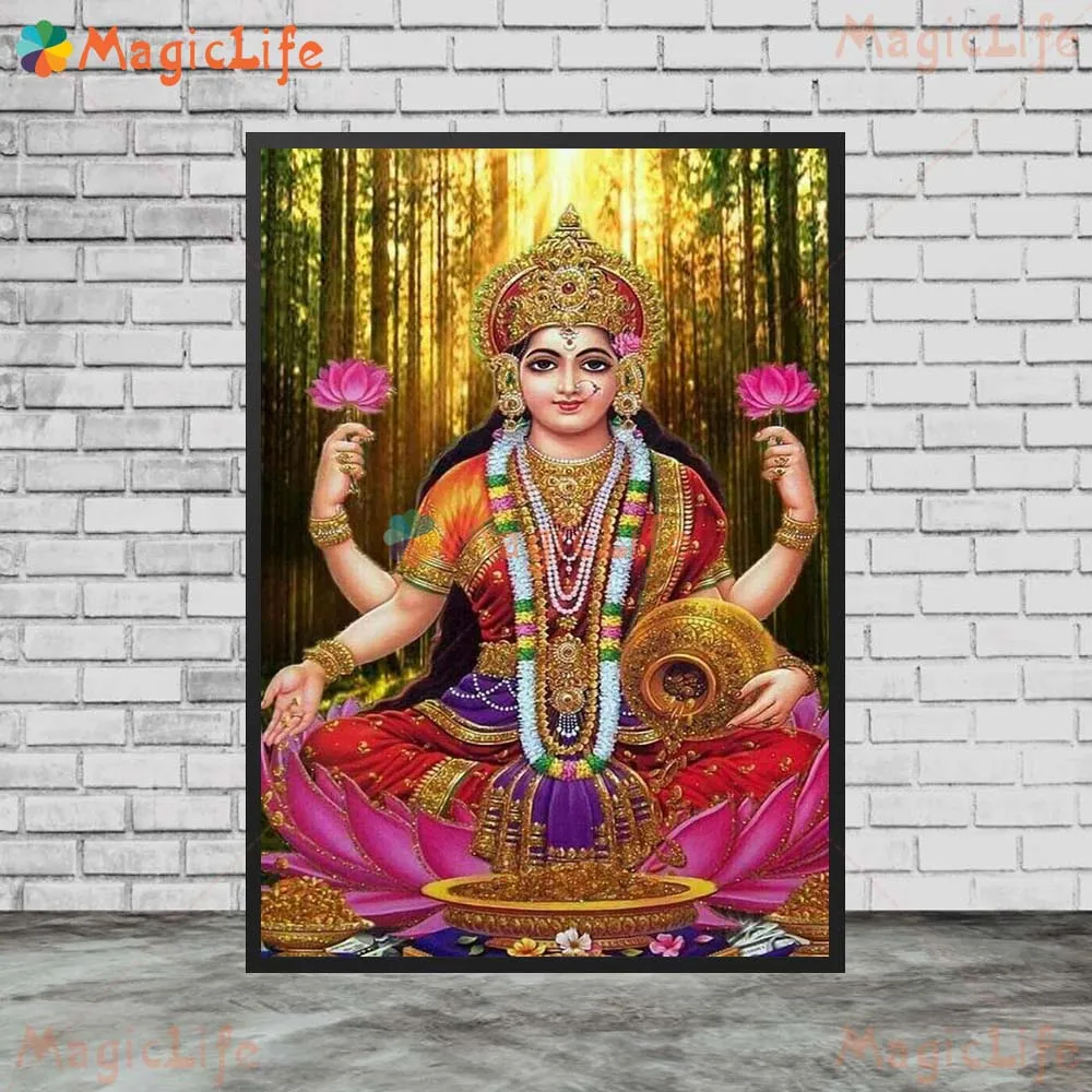 Hinduism Lakshmi Goddess of Wealth Wall Art Canvas Painting Posters Wall Pictures For Living Room Nordic Poster Unframed