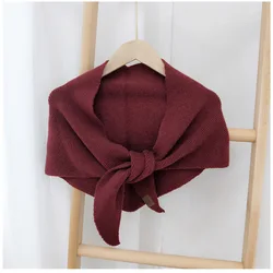 Women's Wool Knitted Triangle Scarf solid warm Double-Sided wear Shawl wrap  Autumn Winter Korean