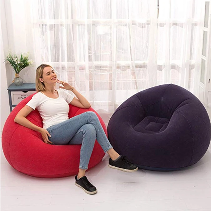 Large Inflatable Sofa Chair Bean Bag Flocking PVC Garden Lounge Beanbag Outdoor Furniture Camping Backpacking Bags Dropshipping