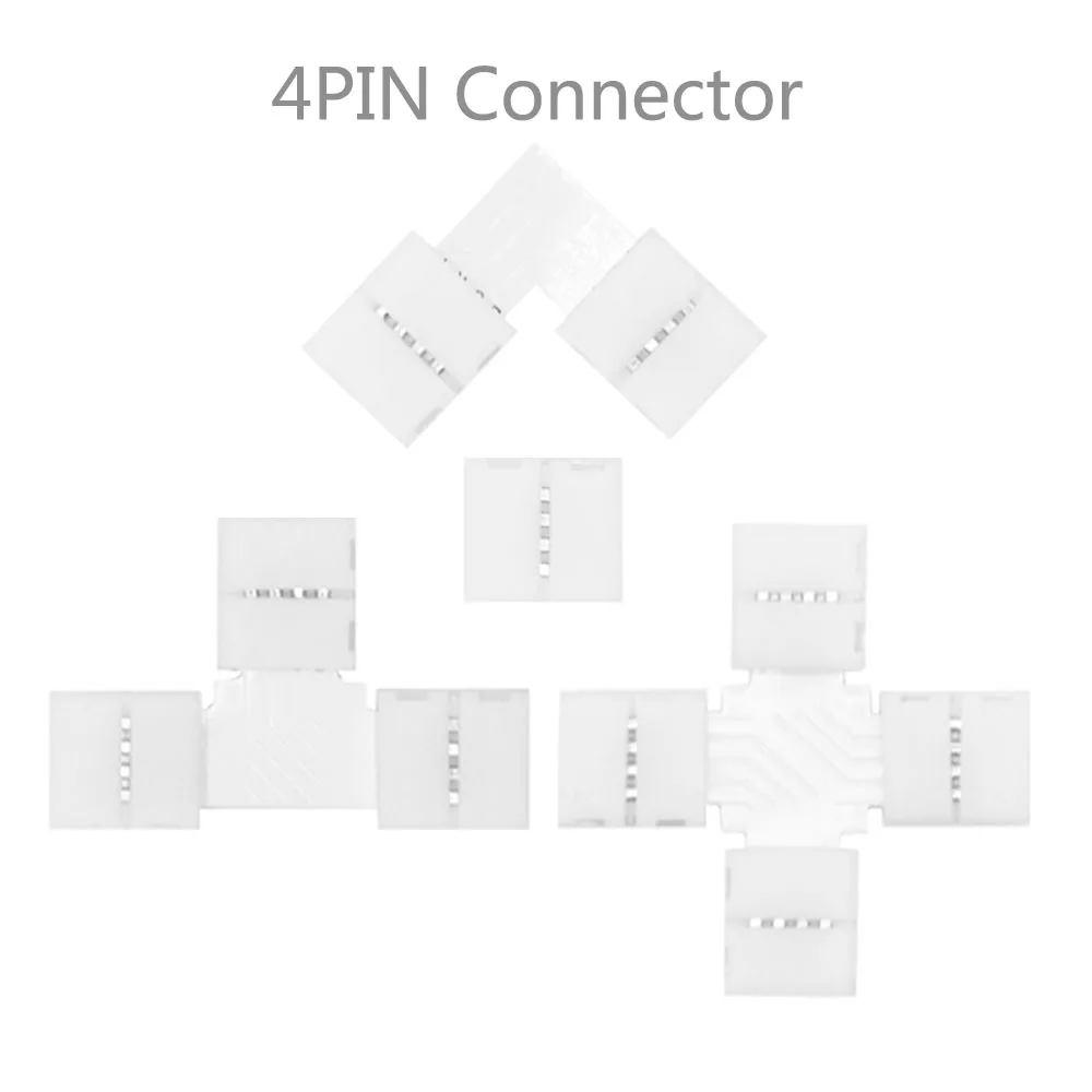 Led Strip Connector Free Soldering 2，3，4，5PIN L/T/X Shape Corner Connector For WS2812B WS2811 10mm RGB Led Strip Light