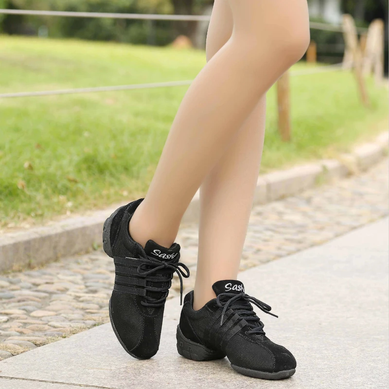 Modern Dance Shoes Mesh Square Fashion Women Shoes Jazz Soft Dancing Sports Shoes Breathable Fitness Sneakers Canvas Shoes