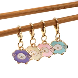 1 Set Sheep Enamel Knitting Stitch Markers Zinc Alloy Animal Pendant Gold Plated Multicolor For Knitting Tools DIY Findings