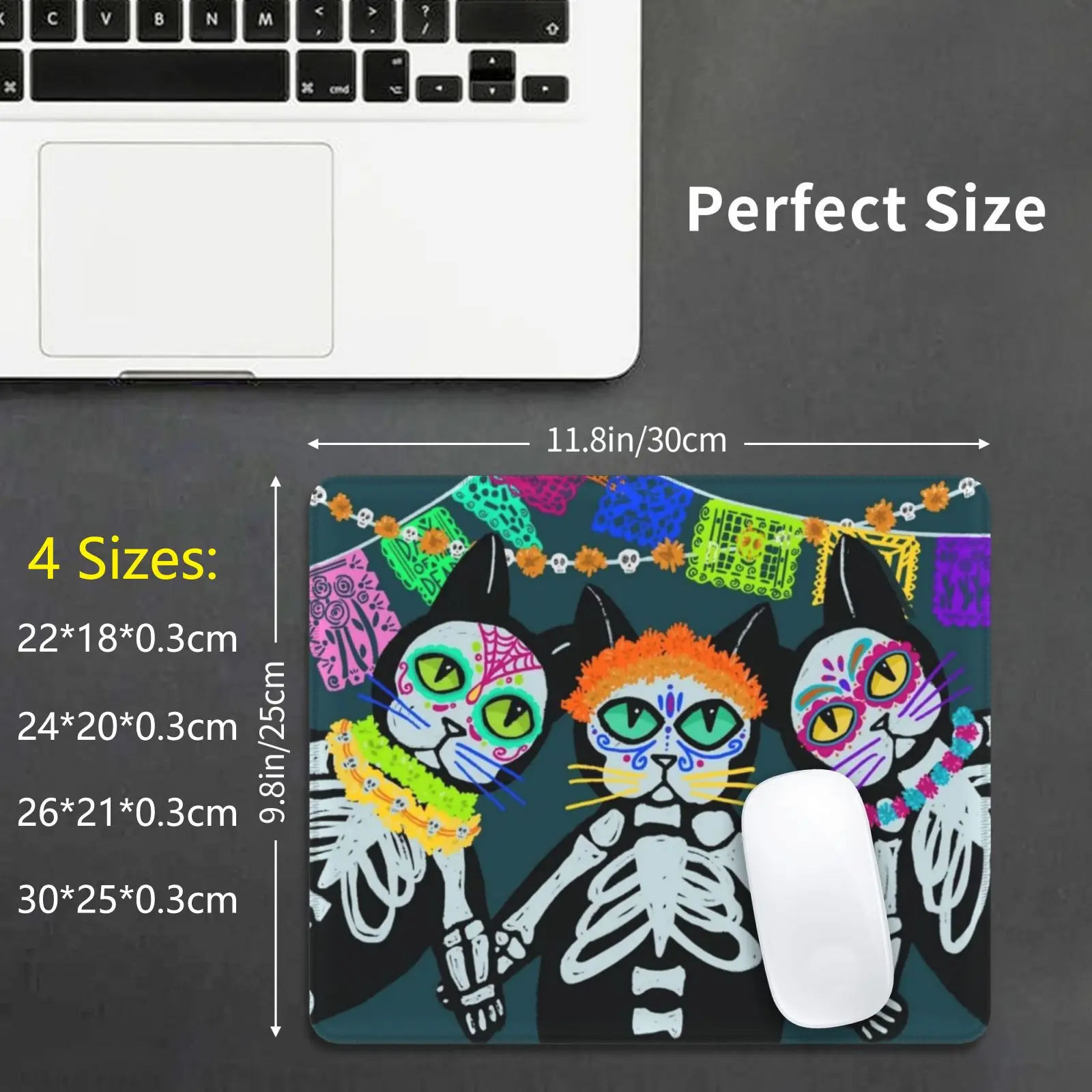 Day Of The Dead Cat Mouse Pad 108 Cat Black Cat Skull Halloween Dia De Los Muertos Mexico