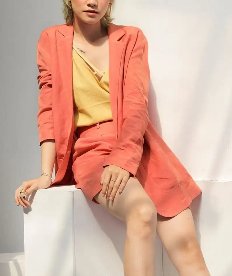 Summer Orange Mother Of The Birde Suits Office Lady Work Shorts Set Evening Party Prom Blazer Wedding Tuxedos Wear Outfits