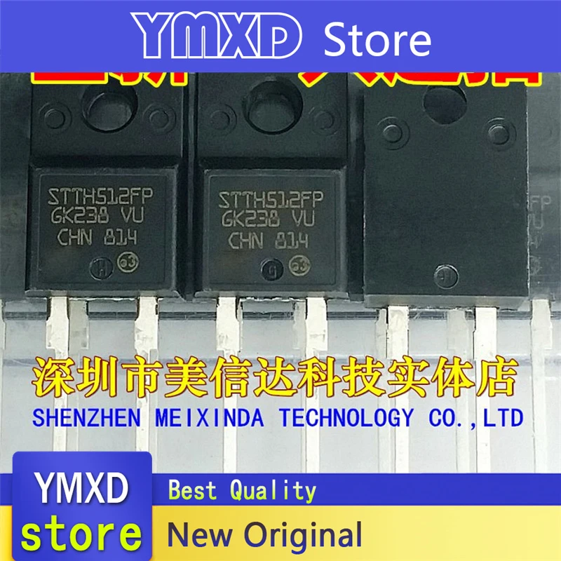 TO-220F de diodo de recuperación Ultra rápida, 10 unids/lote, STTH512FP 5A1200V, nuevo, Original