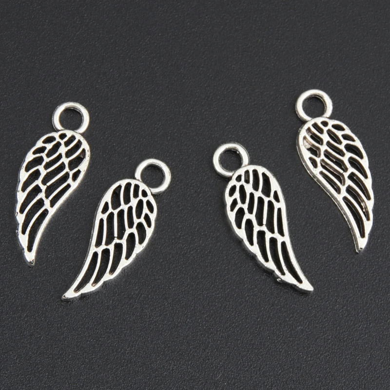 100pcs Silver Color 18x16.5mm Small Wing Charms Angel Wings Pendant Fit DIY Handmade Metal Jewelry Findings Supplies