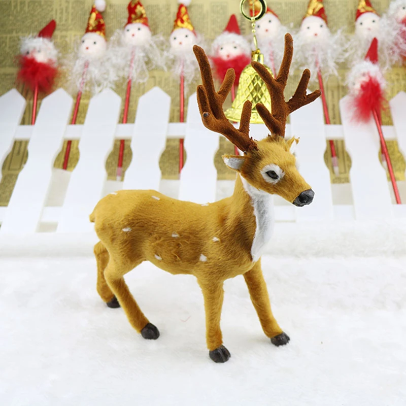 1Pc Christmas Decoration 20/25cm Plush Simulation Elk Creative New Year Gift Sika Deer Christmas Decorations For Home