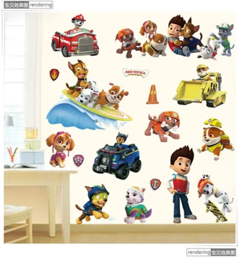 3D Ryder Paw  anime wall decals Dog 3d vinyl stickers for kids rooms decoration Patroled baby favorite posters free shipping