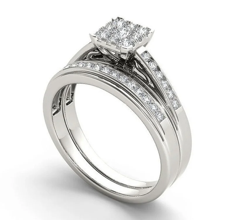 Fashion style zircon couple ring