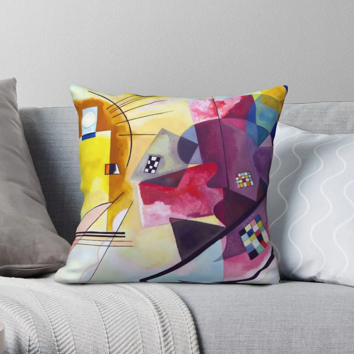 Kandinsky Jaune-rouge-bleu Square Pillowcase Polyester Linen Velvet Creative Zip Decor Home Cushion Cover Wholesale