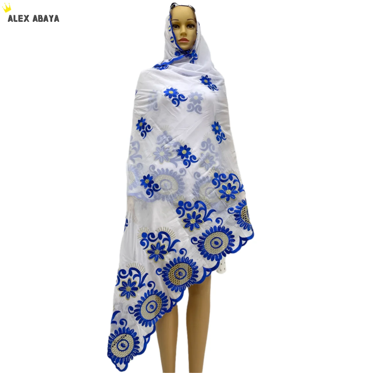 

African Cotton Scarf for Muslim Women, Circle Design, Big Hijab, Shawls, Wraps, New, AL065