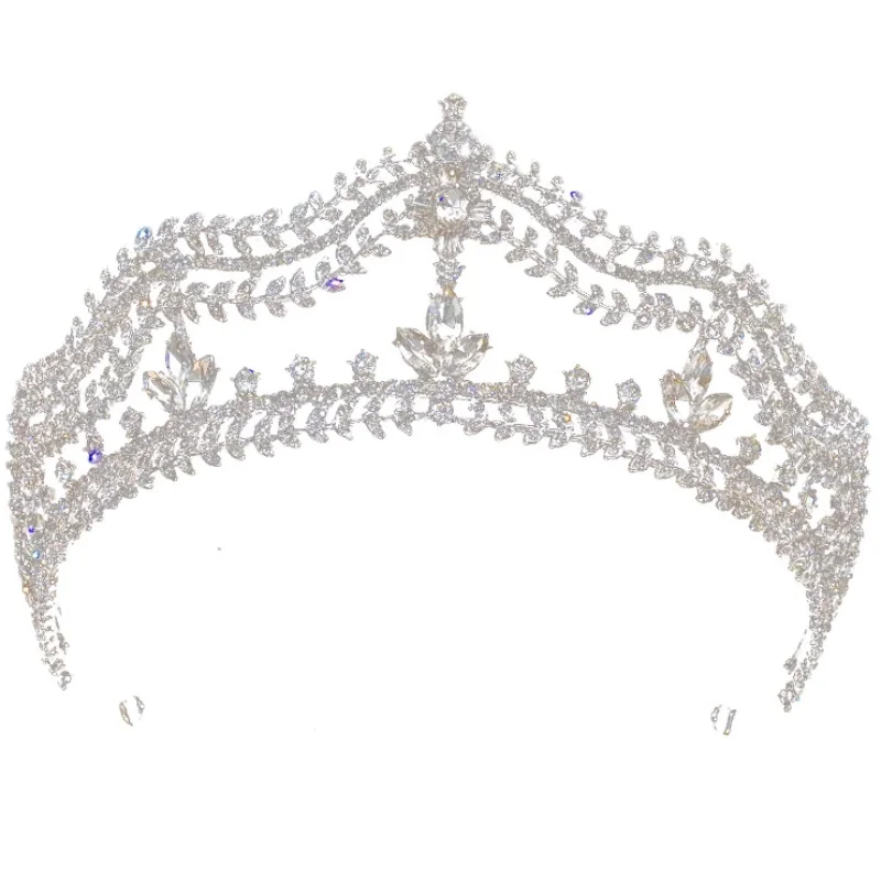 NiuShuya Gentle  Crystal Silver Color Tiara Crowns Elegance Princess Wave Diadem Wedding Hair Accessories