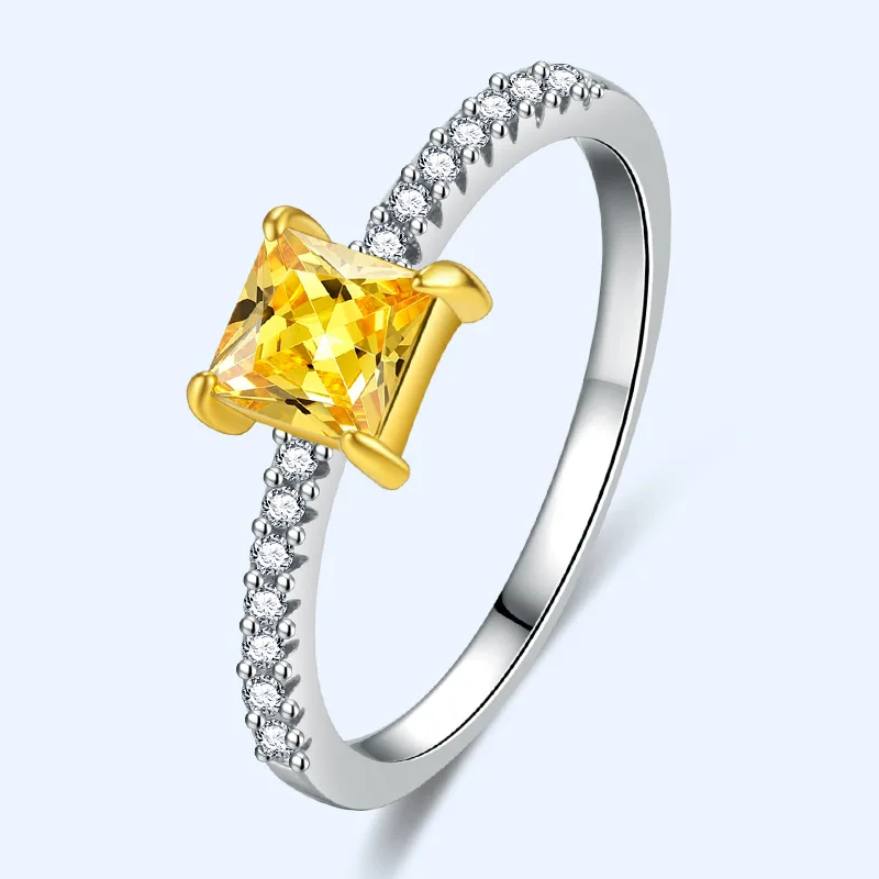 

Luxury Women Rings for Wedding Party 925 Silver Jewelry with Citrine Zircon Gemstone Finger Ring Promise Gift Ornament Wholesale