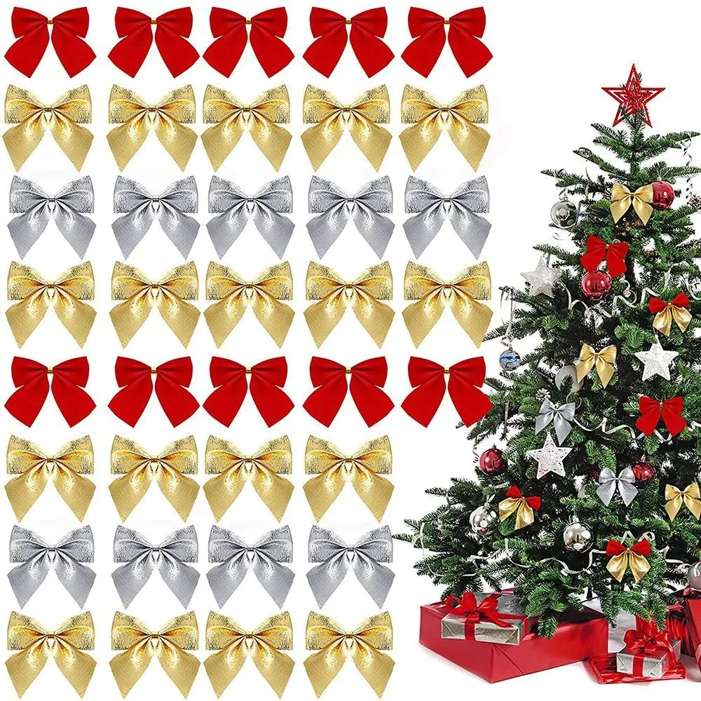 12Pcs Christmas Bow Tie Ornaments Christmas Tree Pendants Tree Decoration Baubles 2022 New Year Christmas Home Decorations