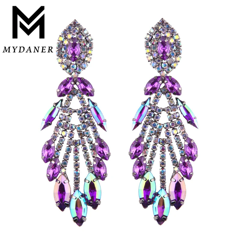 MYDANER New Arrival Luxury Crystal Long Dangle Earrings for Women Girls Holiday Gift Boho Tassel Statement Pendant Drop Earrings