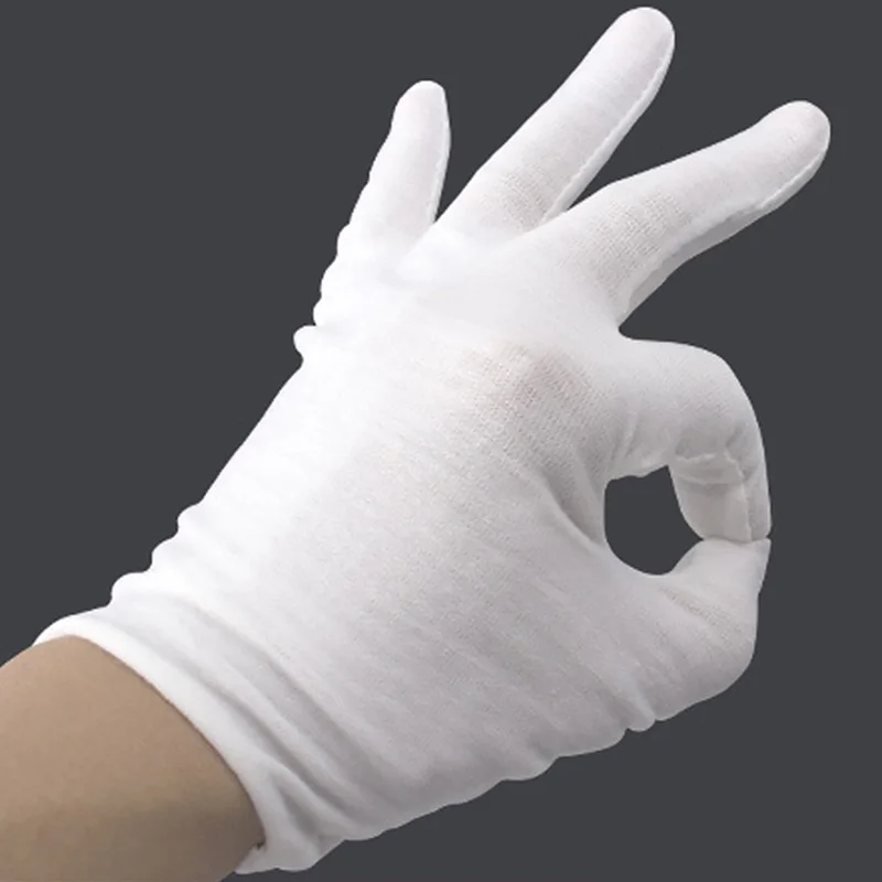 Gants en coton blancs classiques pour hommes et femmes, mitaines, gants de sueur, gants de serveurs, gants de chauffeurs, gants de bijoux, gants de travailleurs