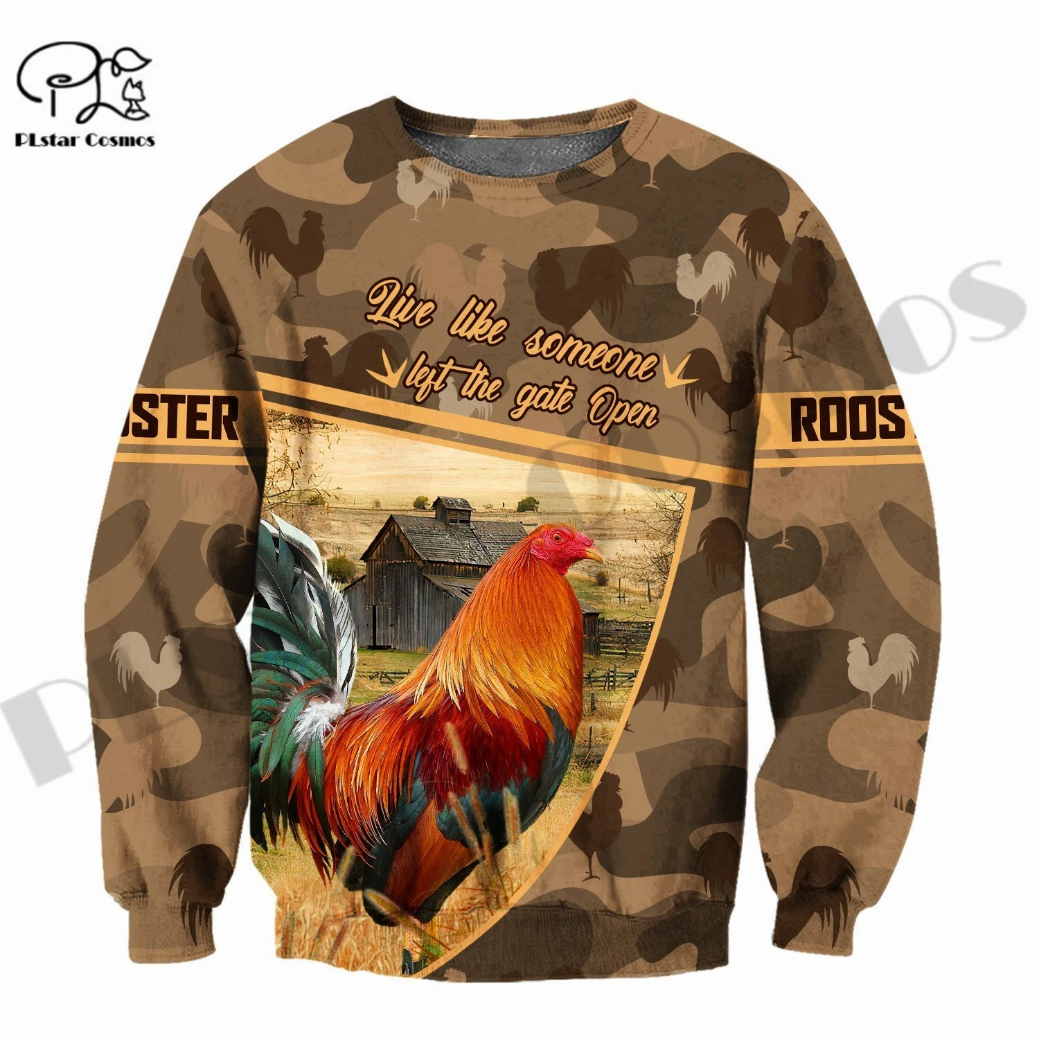 PLstar Cosmos 3Dprinted Newest Camo Rooster Animal Art Harajuku Streetwear Pullover Unique Unisex Funny Hoodies/Sweatshirt/Zip-6