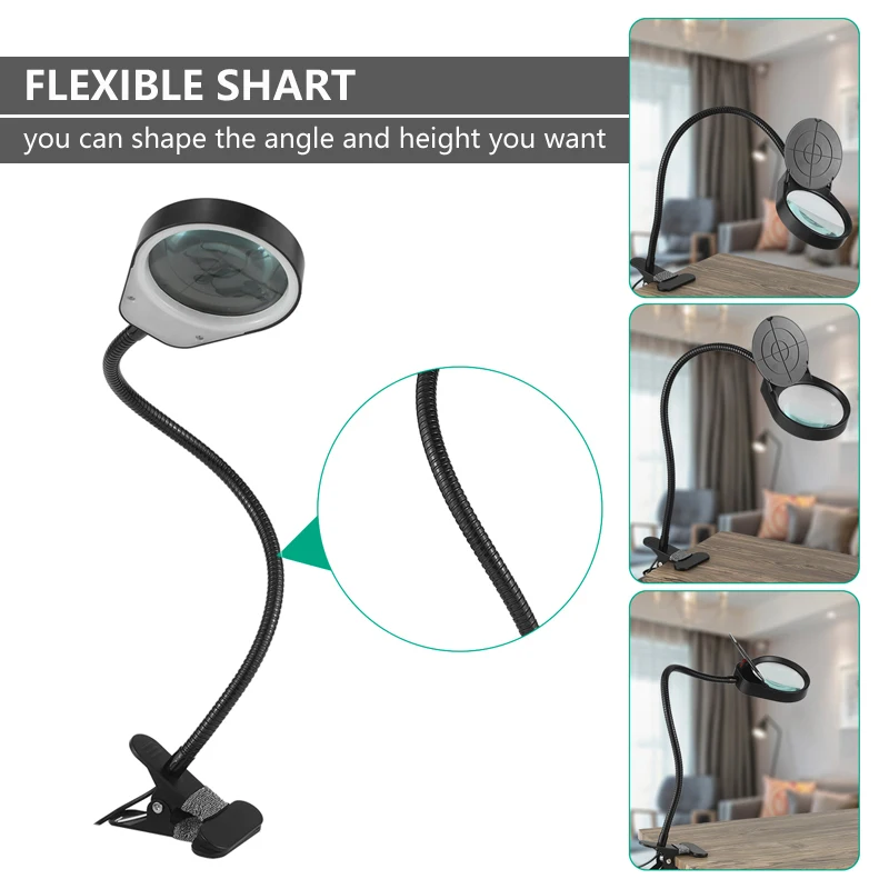 Magnifying Glass with LED Light Third Hand Soldering Tool Desk Clamp USB 8X/15X Magnifier Welding/Reading 5W Table Lamp