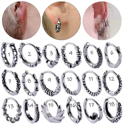 1PC Vintage Silver Color Earring For Unisex Small Hoop Rings Punk Ear Bone Cartilage Helix Septum Nose Loop Piercing Jewelry