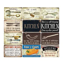 Kitchen Vintage Metal Tin Sign Retro Posters Food Plate Pub Bar Kitchen Dinning Room Wall Decoration Home Decor 20*30cm
