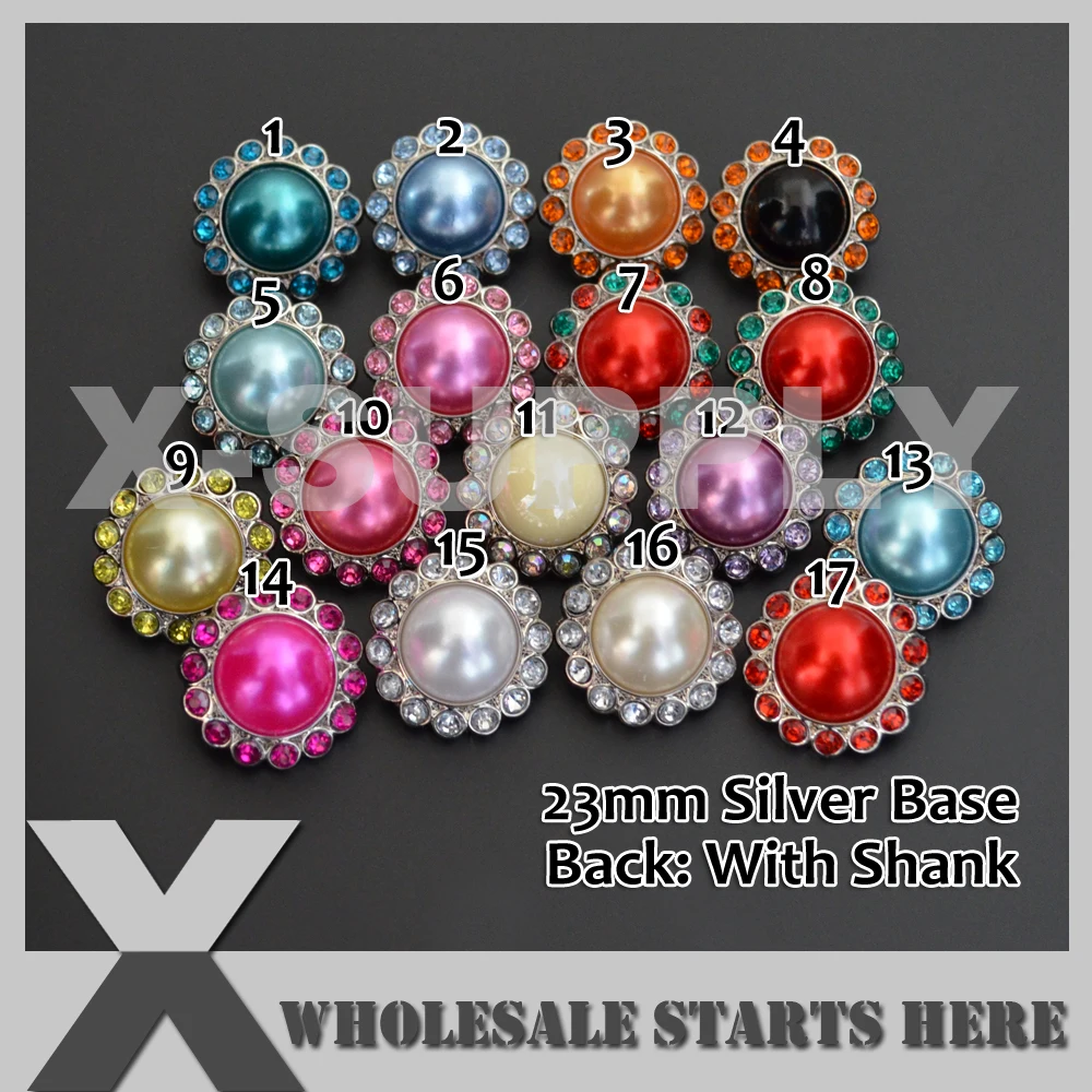 23mm Acrylic Pearl Rhinestone Button Assorted Colors For Baby Headbad,Flower Center