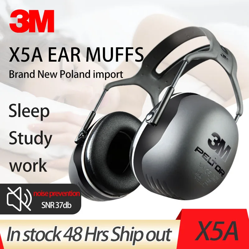 3m/x5a muffs de ouvido de cancelamento de ruído proteção auditiva earmuffs de segurança de redução de ruído ajustável e proteção de ouvido profissional