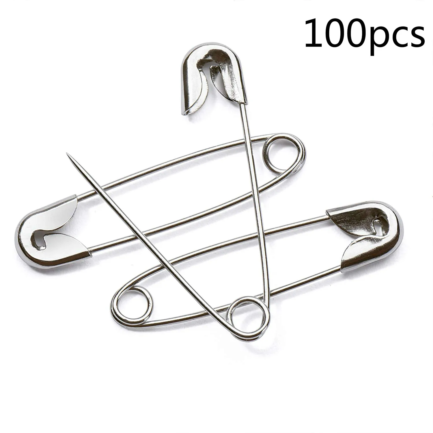 100pcs Silver Tone Safety Pins Sewing Tools Accessory Stainless Steel Needles Safety Pin Brooch Apparel Accessories Tools.