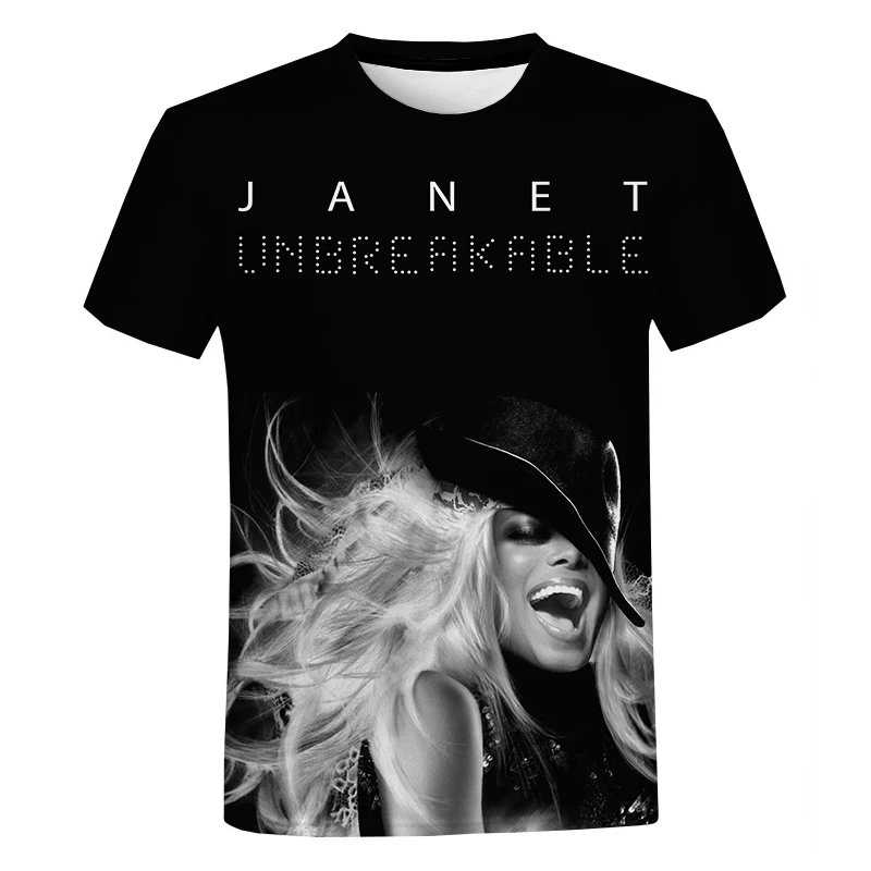 3D Janet Jackson Printed T Shirt Men/Women Fashion Summer O-Neck Short Sleeve T-Shirt Hip Hop Tee Tops