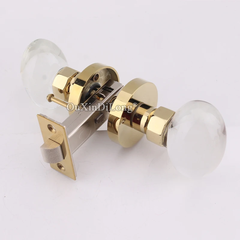 

Luxury Solid Crystal Door Knobs Copper Alloy Interior Door Knobs Lock for Living Room Bedroom Bathroom Door Lock Gold/Chrome