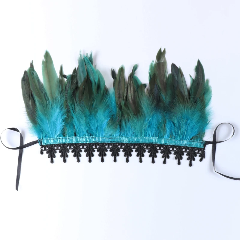 Cuello cruzado de plumas para mujer, gargantilla de plumas góticas victorianas de encaje falso para Cosplay, traje de actuación de escenario de fiesta Natural