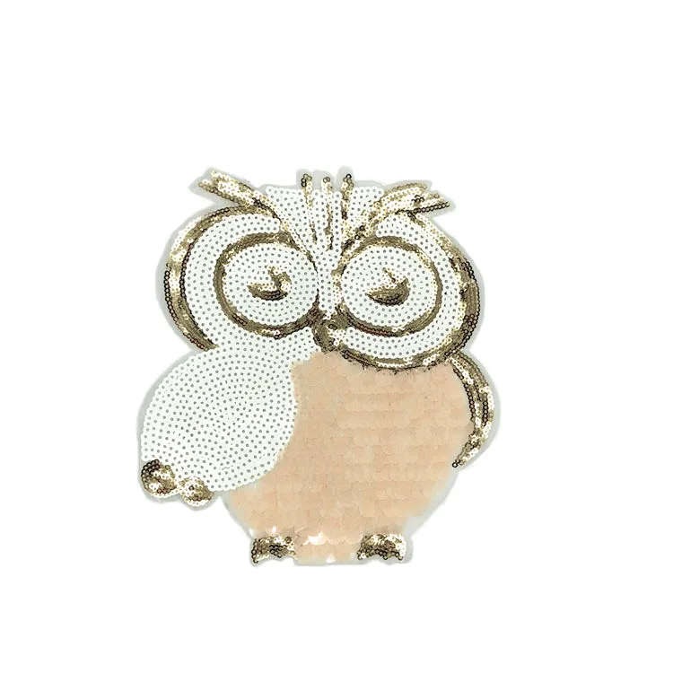 Elaborate Owl Sequin Cloth Sticking Overcoat Down Garment Decorated Large Back Rubber Ironing Patch 20.5cm*18.5cm