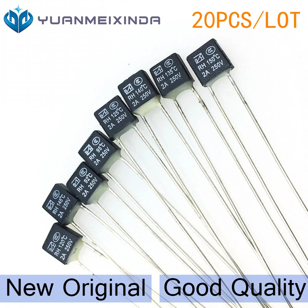 20pcs Black Square Fan Motor 2A 250V Thermal fuse LED Fues 95 105 110 115 120 125 130 135 140 145 150 degree Temperature Switch