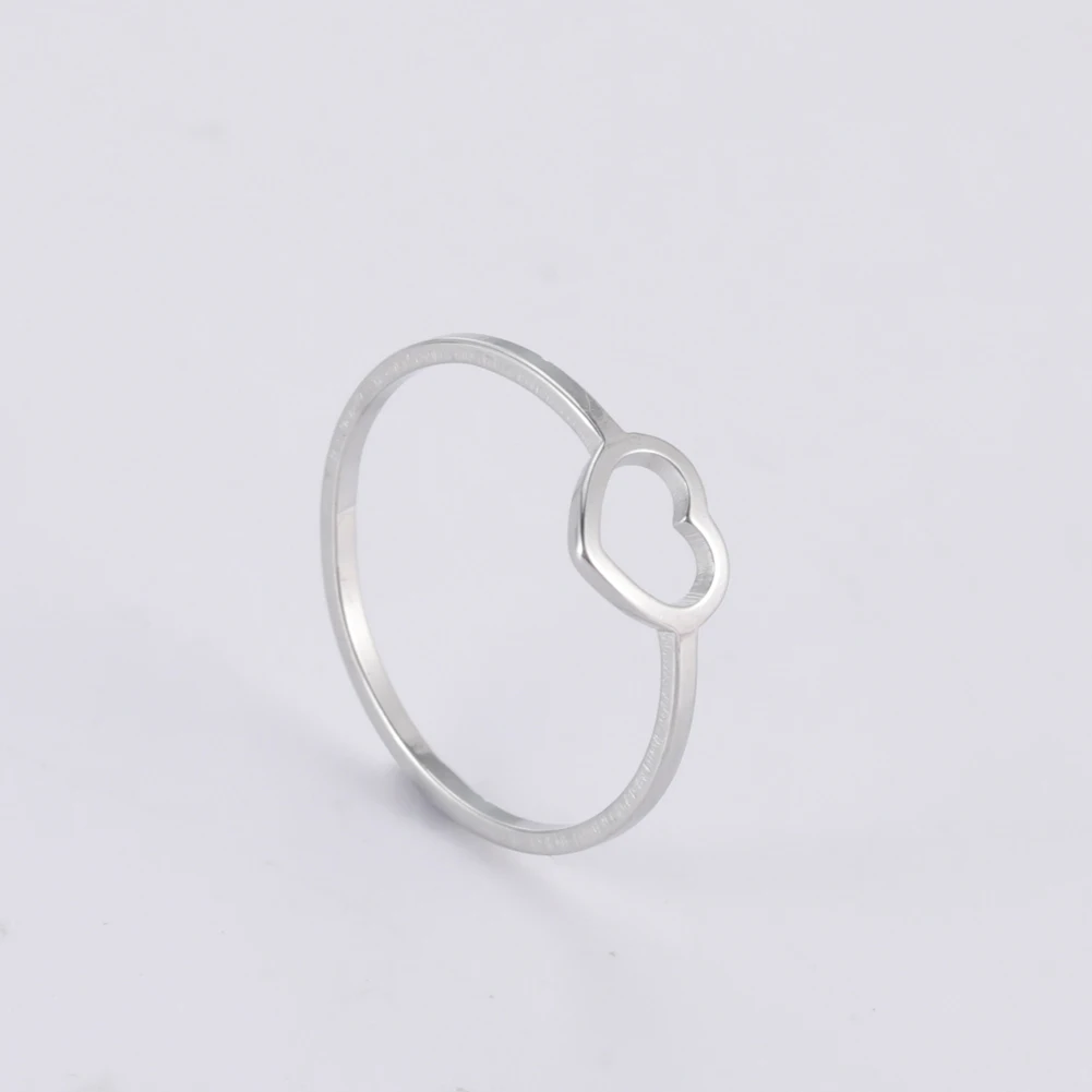 Skyrim New Simple Hollow Heart Rings for Women Stainless Steel Minimalist Finger Ring Jewelry Engagement Anniversary Gifts