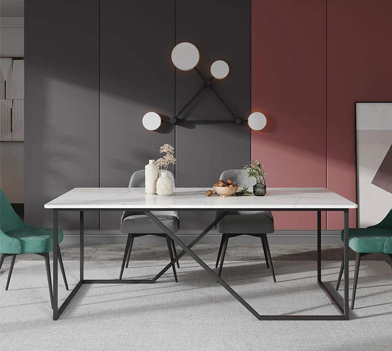 Moderne einfache SCHIEFER esstisch kleine familie licht luxus minimalistischen marmor esstisch Nordic esstische und stühle