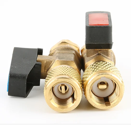 Adaptador de válvula de bola de cierre recto HVAC A/C para R134a R22 R12 R410a 1/4"