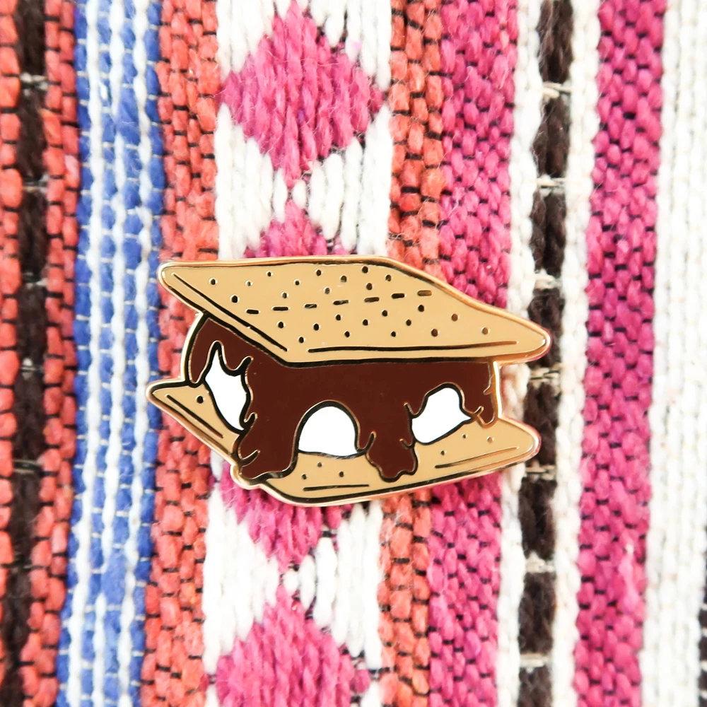 Kawaii Marshmallow Chocolate Sandwich Hard Enamel Pin Delicious Tasty Dessert Biscuit Brooch Medal Unique Fashion Jewelry Gift