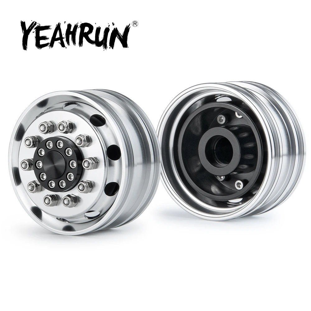 YEAHRUN Aluminum Alloy Front Rear Wheel Rims Hubs for Tamiya R620 1/14 RC Tractor Trailer Truck Model Upgrade Parts