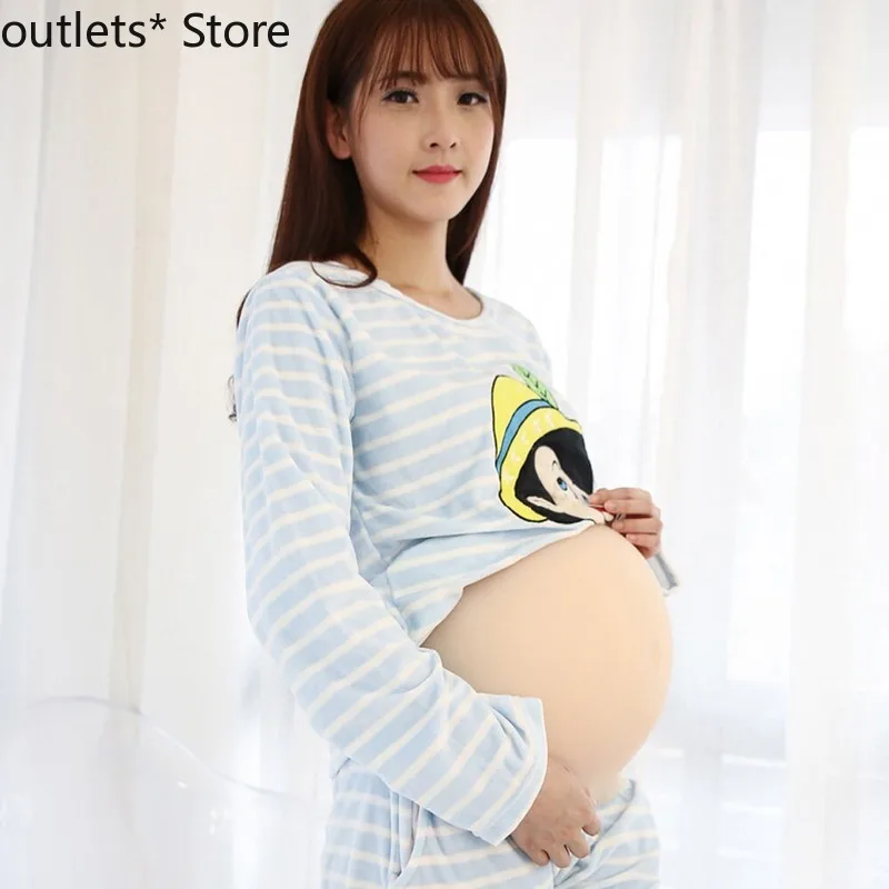 Women Fashion 4 Size Silicone Fake Belly Artificial Fake Pregnancy Baby Tummy Pregnant Bump Bodysuit Body Shapers Handmade Gifts