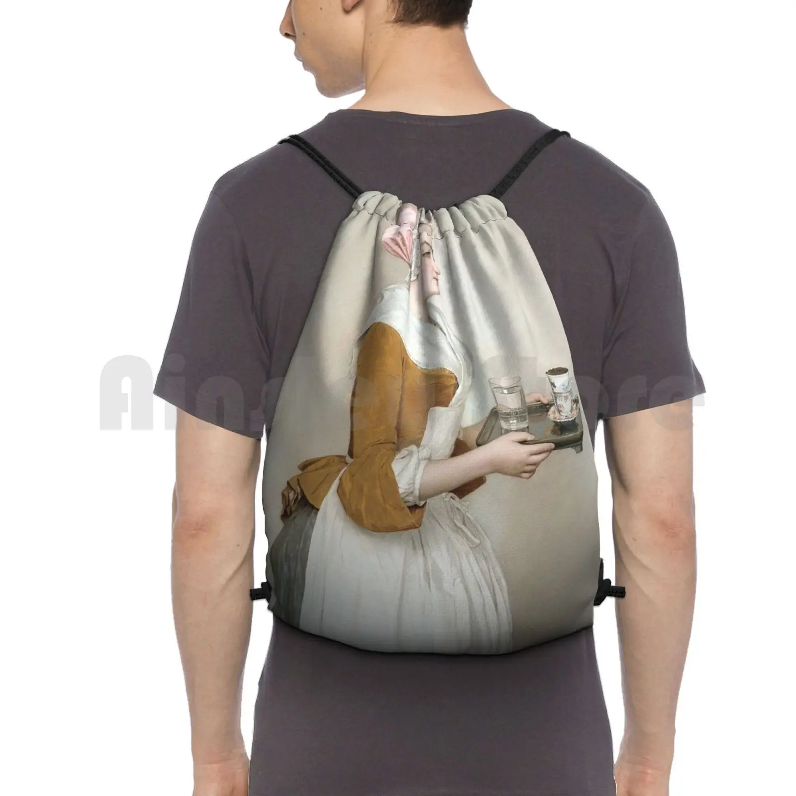 Jean-Etienne Liotard-The Chocolate Girl Backpack Drawstring Bag Riding Climbing Gym Bag Coffee Attractive Autumn Autumnal