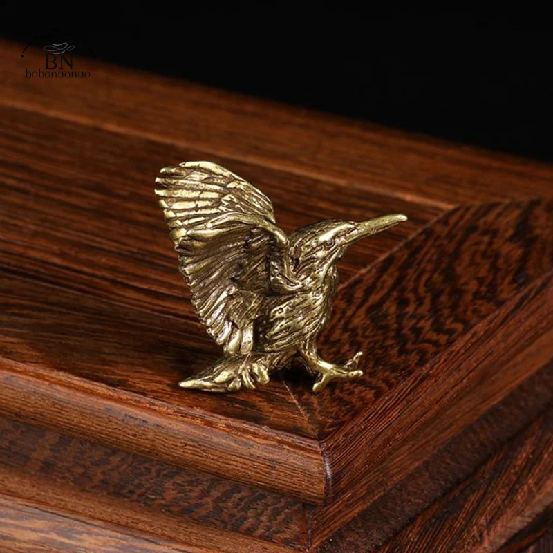 2026 Brass Solid Copper Open Wing Mini Eagle Bird Art Model Home Living Room Office Tea House Yoga Room Decor Statues Sculpture