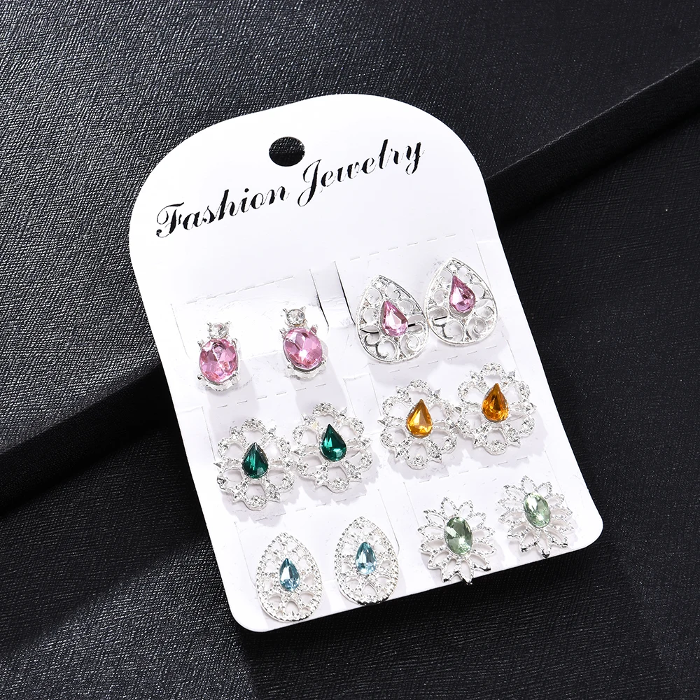 Bohemian Leopard Acrylic Pearl Stud Earrings Set for Women Fashion Geometry Tassel DIY Handmade Earrings Jewelry Gift