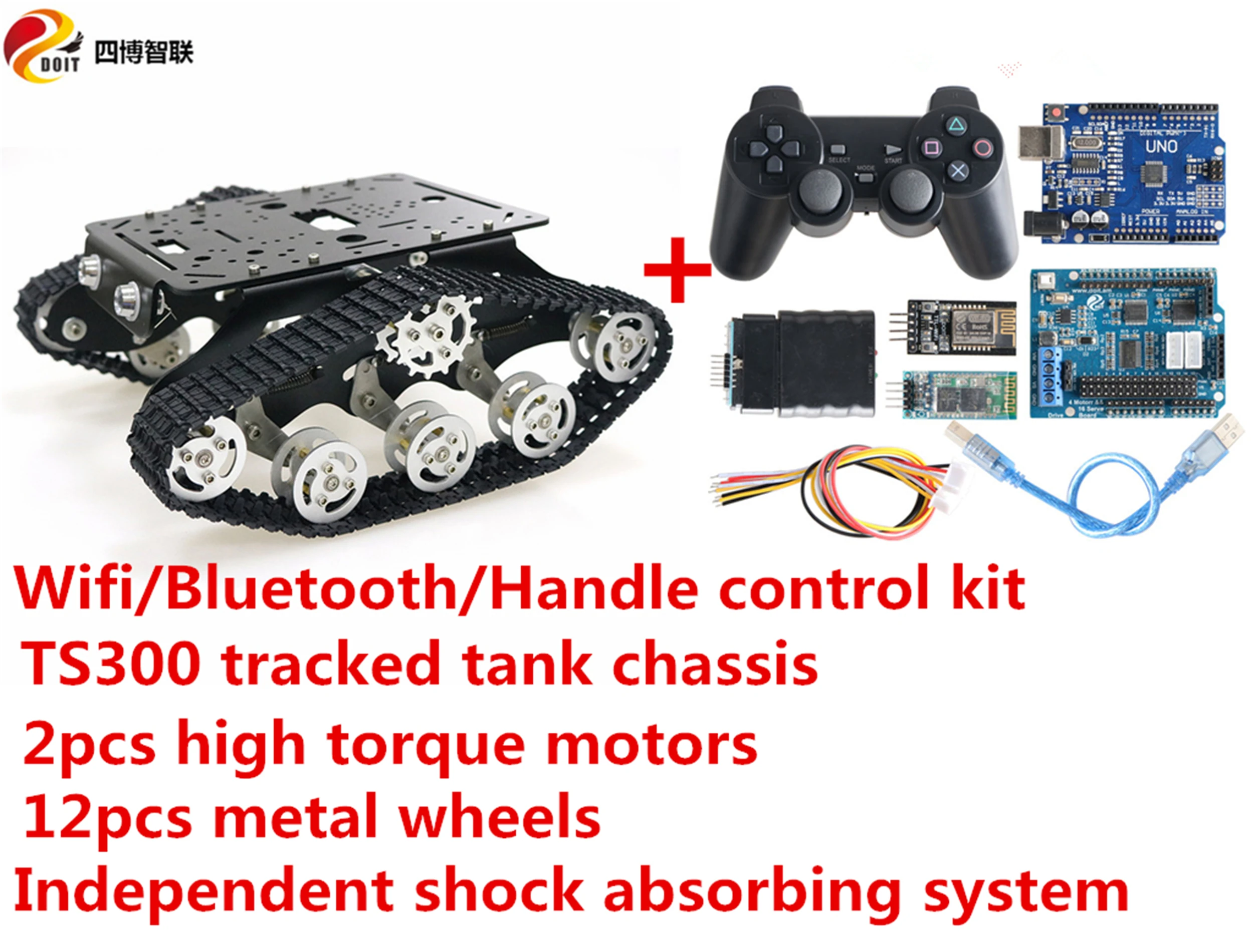 SZDOIT Wifi/Bluetooth/Handle Control TS300 Metal Crawler RC Robot Tank Chassis Kit 9V/12V Motor DIY For Arduino Unassembled Toy