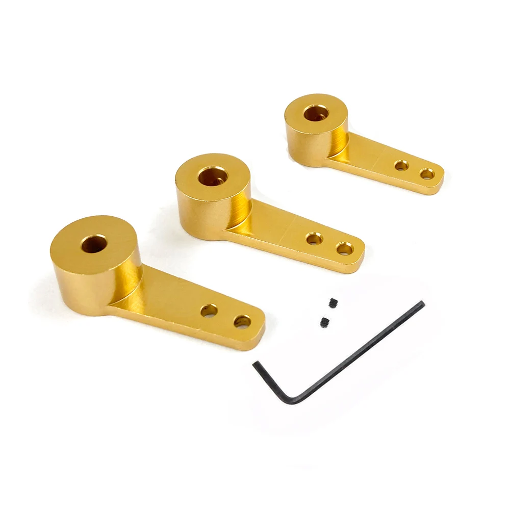 Aleación 3,1mm 4,1mm 5,1mm tracción de dirección Servo brazo rueda excéntrica manivela enlace M1.5 llave M3 tornillos para RC coche Robot FUTABA HITEL