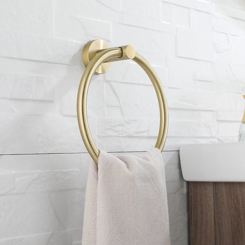 

Brushed Gold Bath Towel Ring Holder Hook Gold Brushed Bronze Golden Towel Rack Stainless Steel Wall Mounted