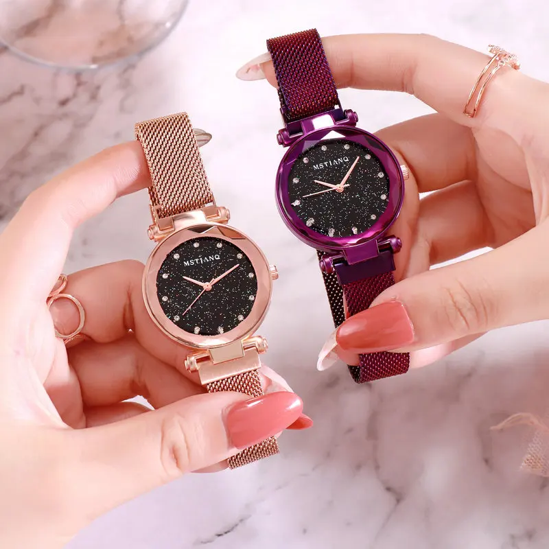 UTHAI BK20 Ladie Magnetic Star Clock Luxury Ladies Watch Fashion Diamond Women Quartz Watch Fashion Beautiful Light Luxury Watch