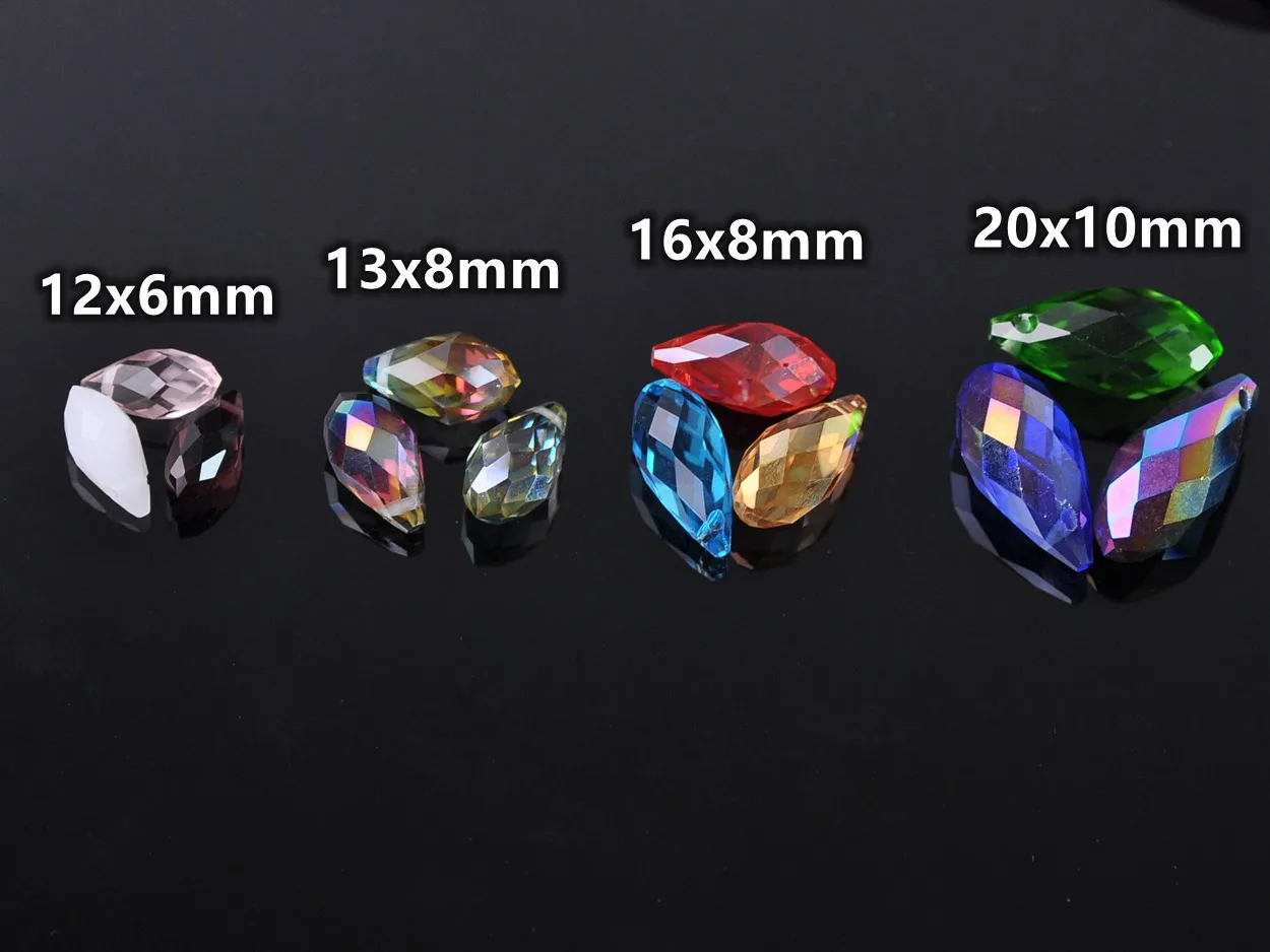 1# Pure Color & Plated Teardrop Faceted Crystal Glass 6mm 8mm 10mm Top Drilled Pendant Drops Loose Beads For Jewelry Making DIY